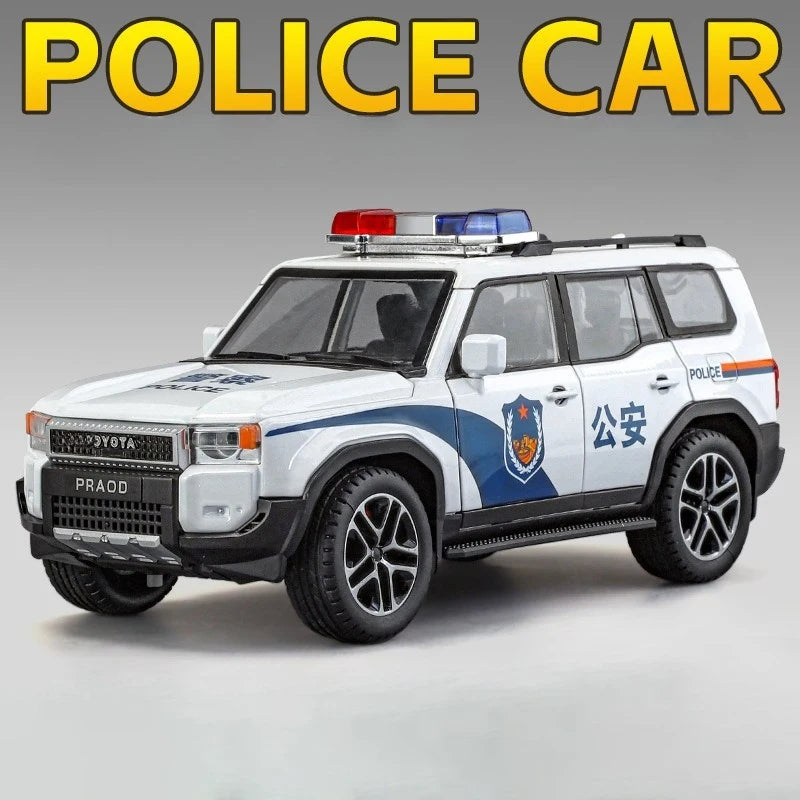 Model de mașină diecast Prado LC250 1:24 cu ușile deschise, sunet și lumină
