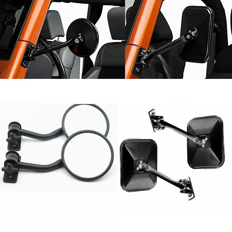 Door Off Side View Mirror Round Rectangular Spot Mirrors for Jeep Wrangler 1997-2018 TJ JK JKU Accessories by InterCyprus Trading Ltd