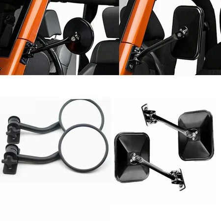 Door Off Side View Mirror Round Rectangular Spot Mirrors for Jeep Wrangler 1997-2018 TJ JK JKU Accessories by InterCyprus Trading Ltd