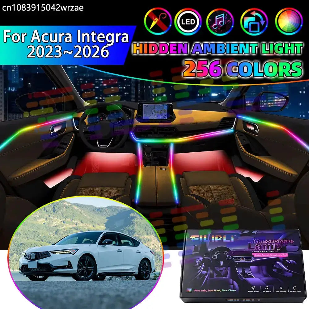 For Acura Integra 2023~2026 DE4 DE5 RGB Car Interior Ambient Lights Strips Breathing Lighting Kit App Control LED strips Auto by InterCyprus Trading Ltd