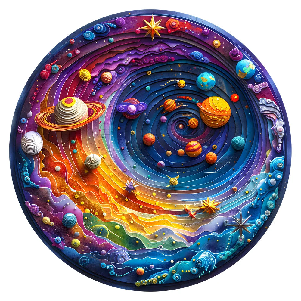 Unique Wooden Jigsaw Puzzle for Adults and Kids - Space Planet Earth with Beautiful Gift Packaging