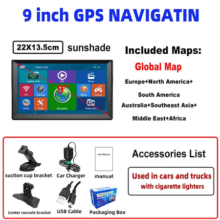 WEEKJOOY 9 Inch GPS Navigation &ndash; Free Update for Europe and North America Global map / CN / 9 inch GPS
