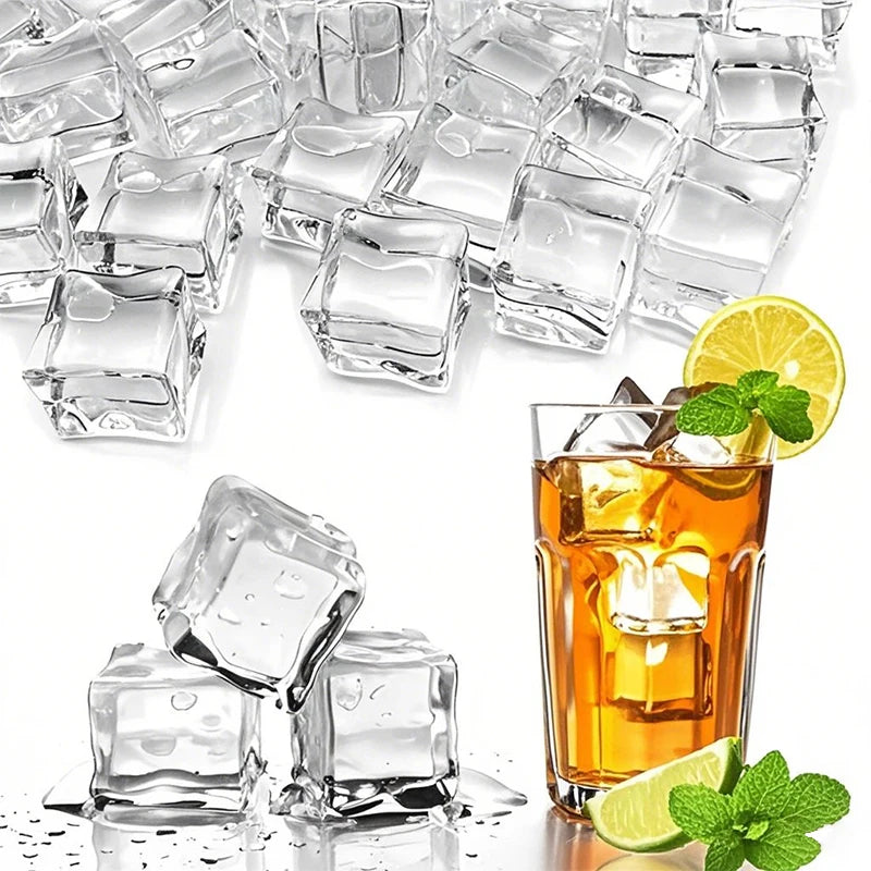 Clear Acrylic Fake Ice Cubes for Photography &amp; Decoration 25mm-50Pcs