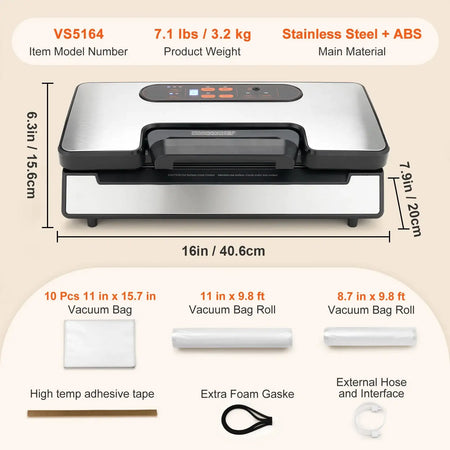 90Kpa Vacuum Sealer 130W With Free 10 Vacuum Bags 130 W / Poland
