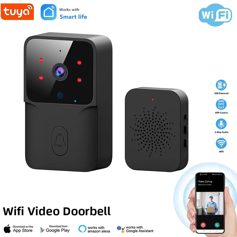 Tuya WiFi Video Doorbell &ndash; Motion Detection HD Camera black