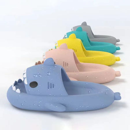 MINISO 2024 Summer Shark Slippers - Fun Anti-Skid Flip Flops for Kids and Adults