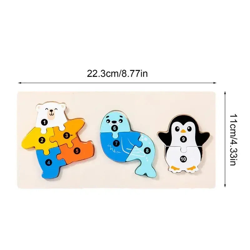 Wooden Food Chain Matching Puzzle Lion Bear &ndash; Educational