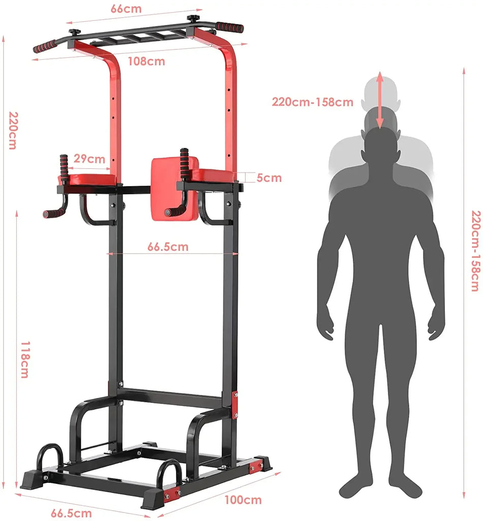 Power Tower Pull Up Bar Dip Station 200Kg Capacity Home Gym