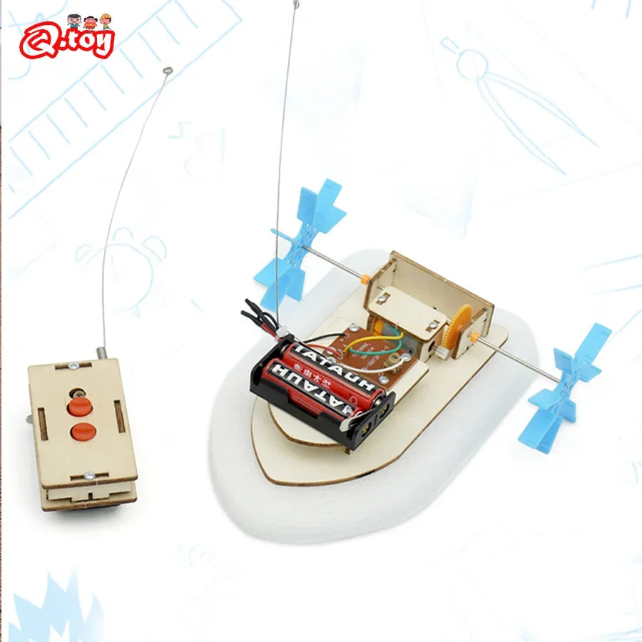 Kit scientifique modèle de bateau en bois DIY pour enfants éducatif STEM