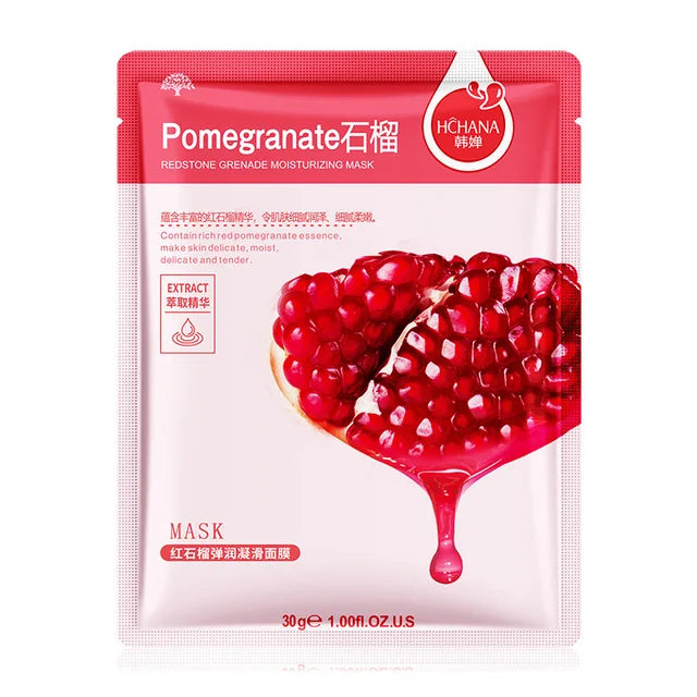 30pcs Natural Plant Facial Masks - Moisturizing, Oil Control &amp; Anti-Aging Pomegranate 30p