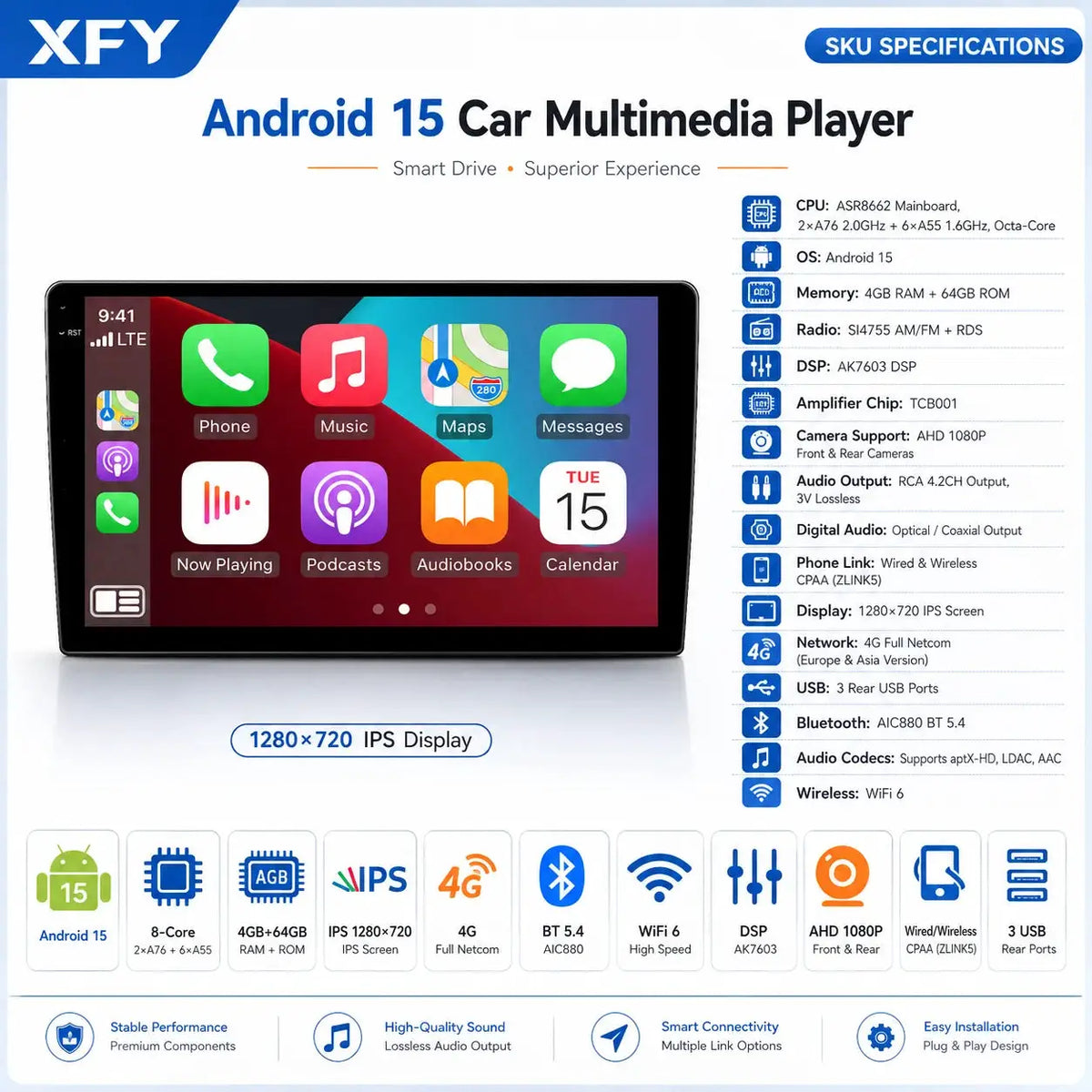 2Din Android Car Stereo With CarPlay And GPS For Volkswagen Golf by InterCyprus Trading Ltd