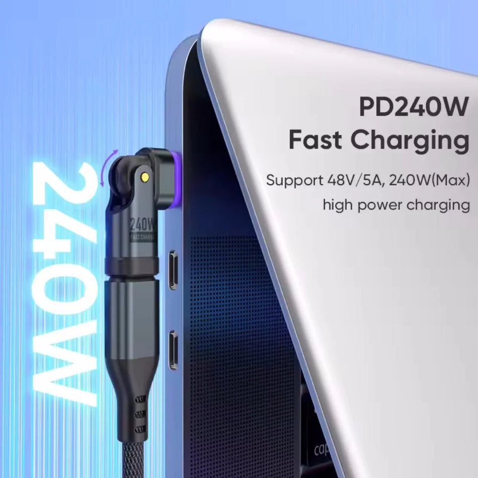 Adattatore Magnetico USB-C da 240W con Cavo di Ricarica Veloce per Samsung, iPhone, Xiaomi