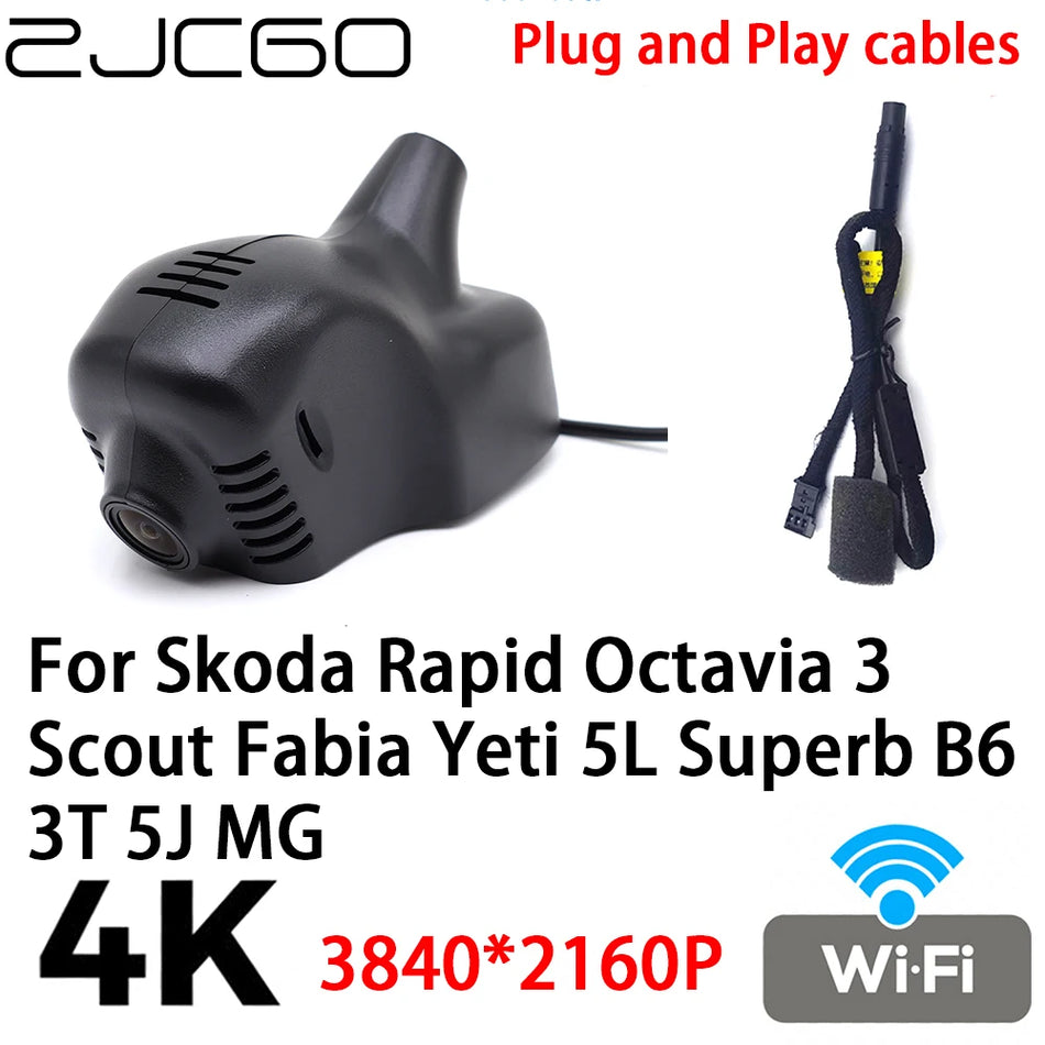 Автомобильный DVR видеорегистратор 4K для Skoda Rapid Octavia Scout Fabia Yeti Superb B6 5L 3T 5J