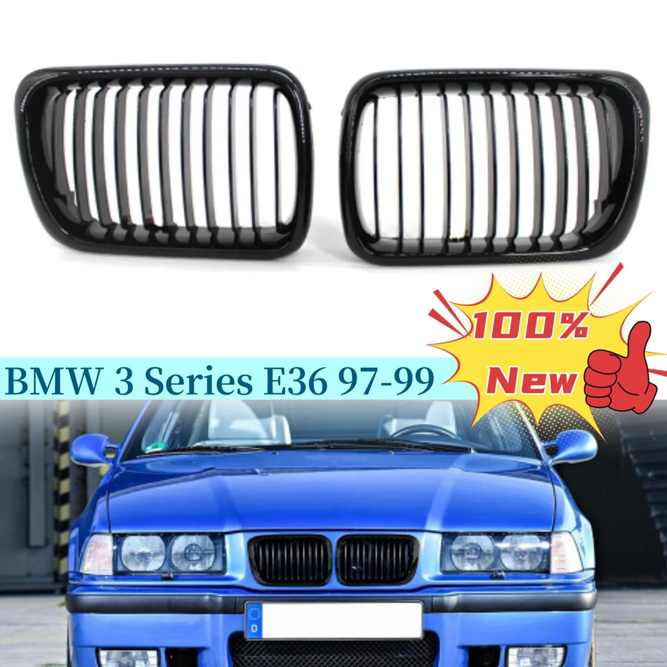 Grille pour BMW E36 1997-1999 Série 3 rein noir brillant grille de course remplacement