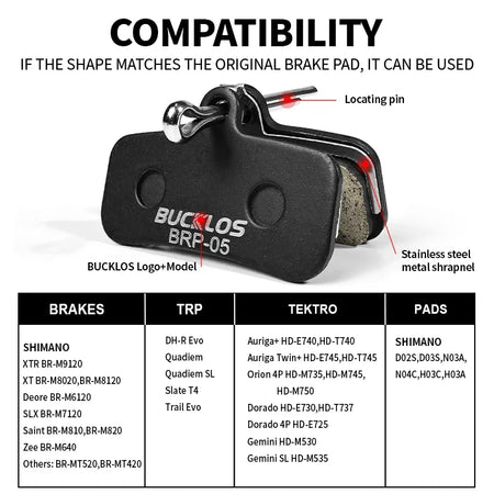 BUCKLOS Resin Disc Brake Pad Shimano D02S &ndash; Wear-Resistant