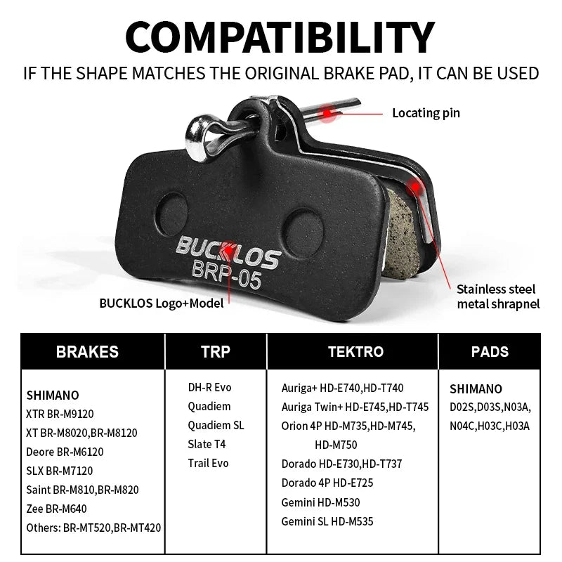 BUCKLOS Resin Disc Brake Pad Shimano D02S &ndash; Wear-Resistant