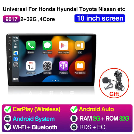 9Inch 10Inch Car Radio Universal CarPlay &ndash; GPS Bluetooth 10inch 2 32G