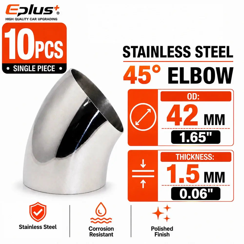 10PCS Universal Stainless Steel 45 Degree Elbow Pipe Polished Weld‑On Pipe Fitting Bend Tube for Car Exhaust Muffler Replacement by InterCyprus Trading Ltd
