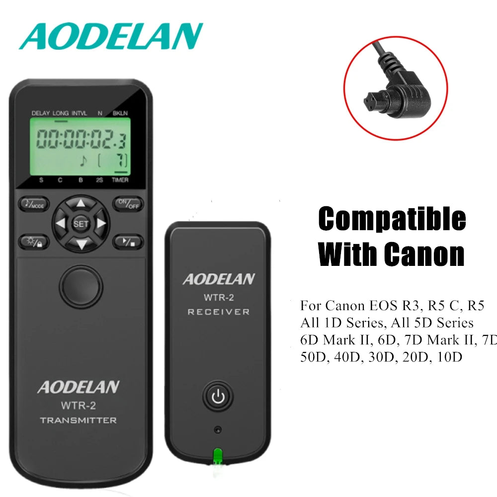 AODELAN Wireless Remote Timer &amp; Trigger for Canon, Nikon, Sony With C8 Cable / China