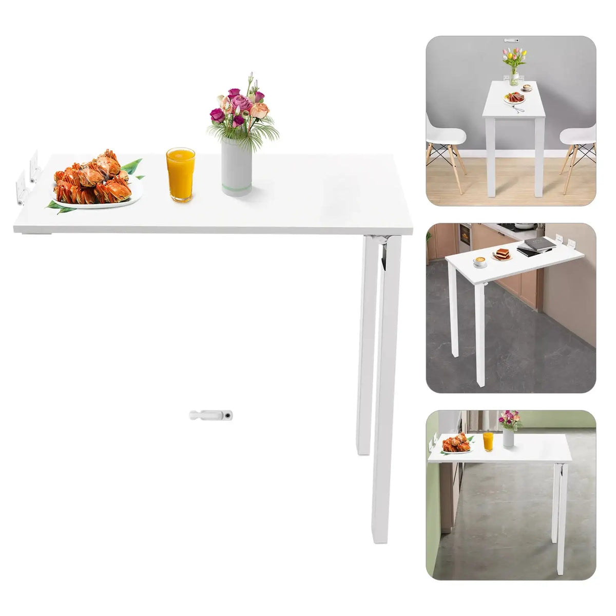 Foldable Wall Mounted Desk 29.5x15.75in &ndash; L Shape Design WHITE / GERMANY