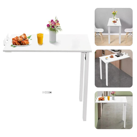 Foldable Wall Mounted Desk 29.5x15.75in &ndash; L Shape Design WHITE / GERMANY