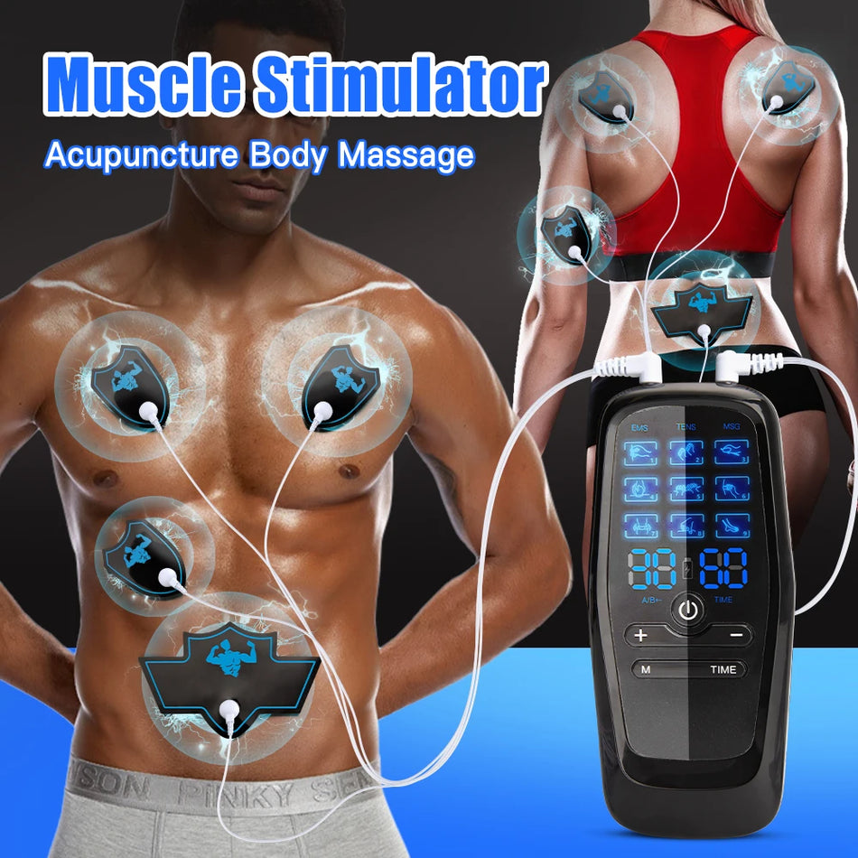 EMS Electric Muscle Stimulator USB Tens Unit Massager - Portable &amp; USB Rechargeable