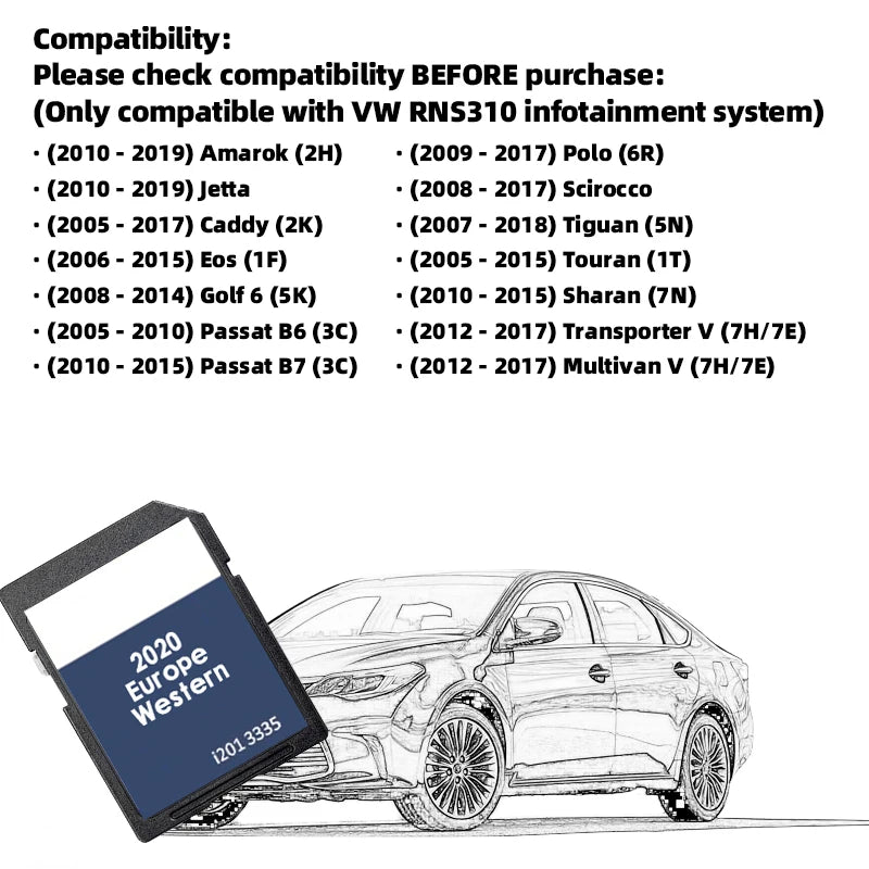 VW RNS 310 West Europe Map SD Card &ndash; Europe Map 2020-2021