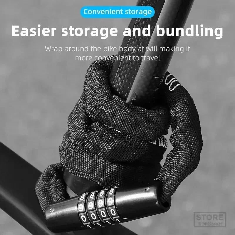 Συνδυασμένη Κλειδαριά Αλυσίδας Ποδηλάτου 65-150cm με 4-Ψηφιο Κωδικό, Ατσάλι