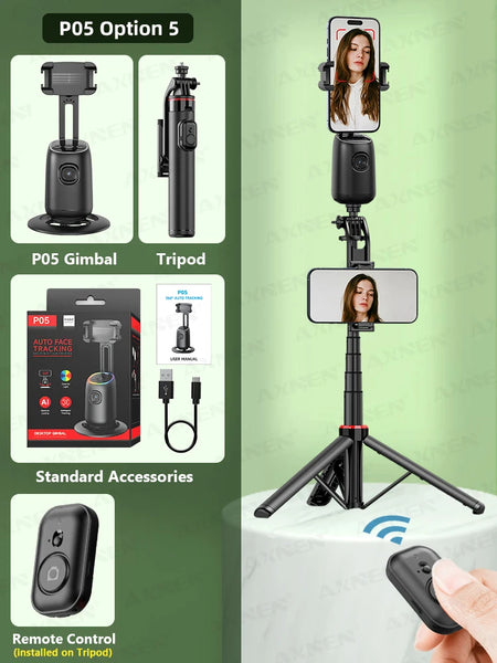 AXNEN P05 Gimbal Stabilizer &ndash; AI Face Tracking and 360 Degree Rotation P05 Option 5 / CHINA