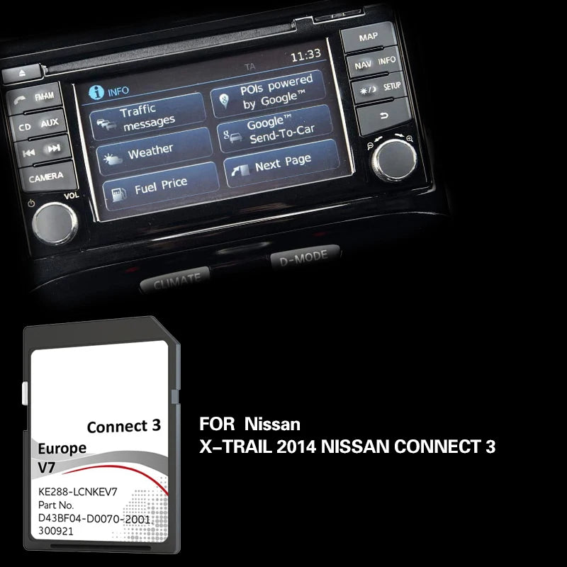 Nissan X-TRAIL 2014 Connet3 C3V7 Map Card &ndash; Europe Update