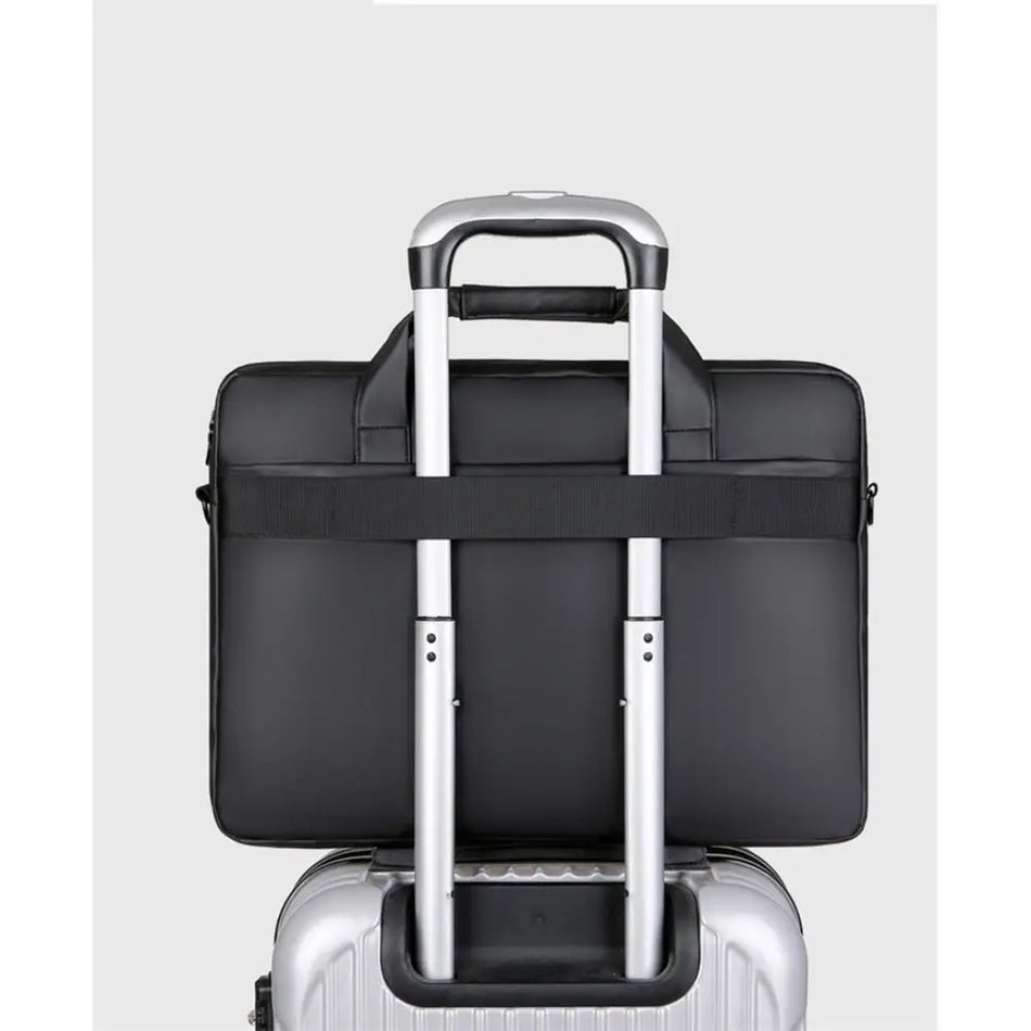 Ανδρική Τσάντα Χειρός Δέρμα Νάιλον Αδιάβροχη Για Laptop 15 Ιντσών Γραφείου Ώμου Ταχυδρόμου