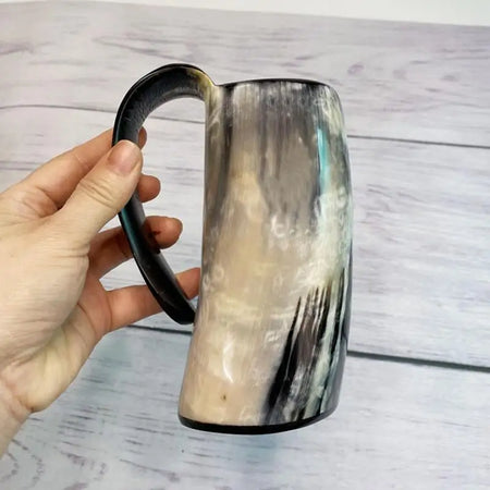 1Pc Handmade Ox Horn Mug - Rustic Whiskey Shot Glass