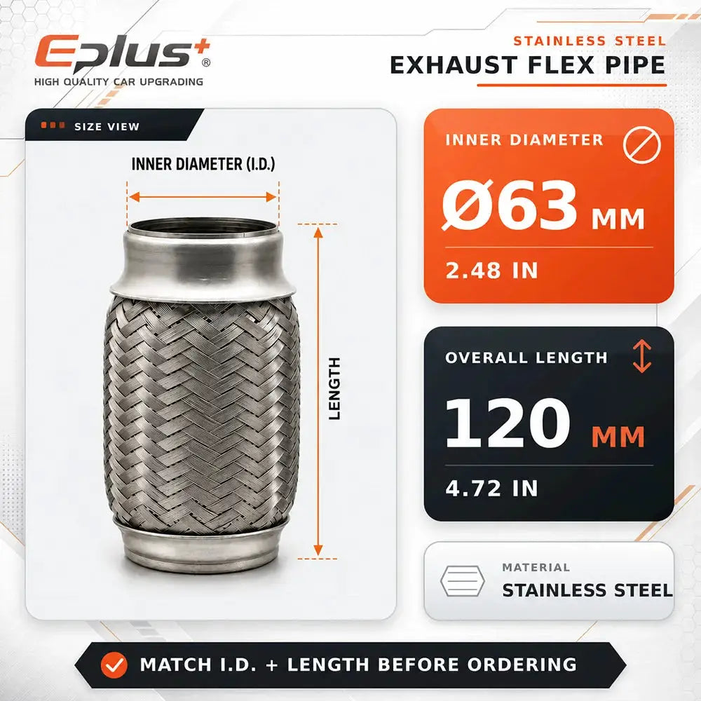 Universal Automotive Woven Mesh Exhaust Hose Stainless Steel Braided Flexible Connection for Car Exhaust System Replacement by InterCyprus Trading Ltd