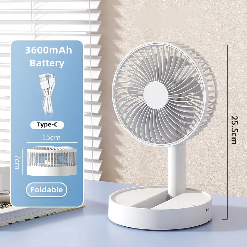 MIJIA Mini Folding USB Desktop Fan - 4 Speed Timer White 3600mAh