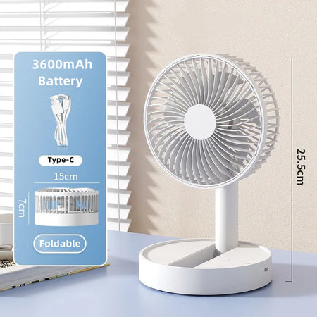 MIJIA Mini Folding USB Desktop Fan - 4 Speed Timer White 3600mAh