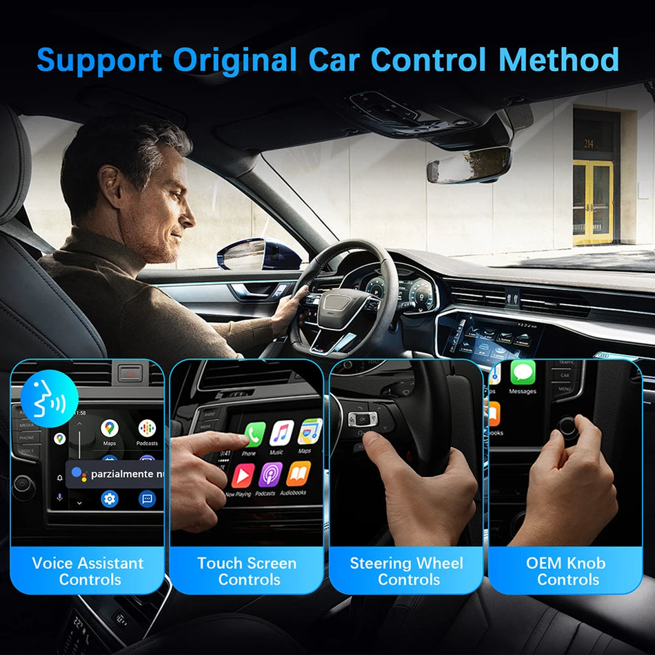 Adaptor Wireless CarPlay Android Auto 2-in-1 pentru VW, Toyota, Nissan