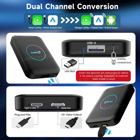 CarlinKit 5-In-1 HDMI Android TV Box Wireless CarPlay USB