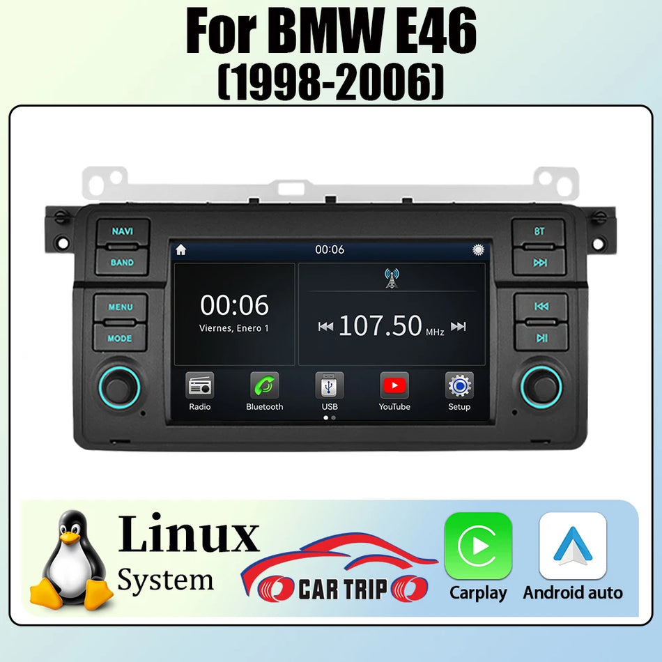 7'' 4G Car Multimedia GPS System for BMW E46 1998-2006 M3 318/320/325/330/335 with CarPlay Android Auto Linux Autoradio 2din