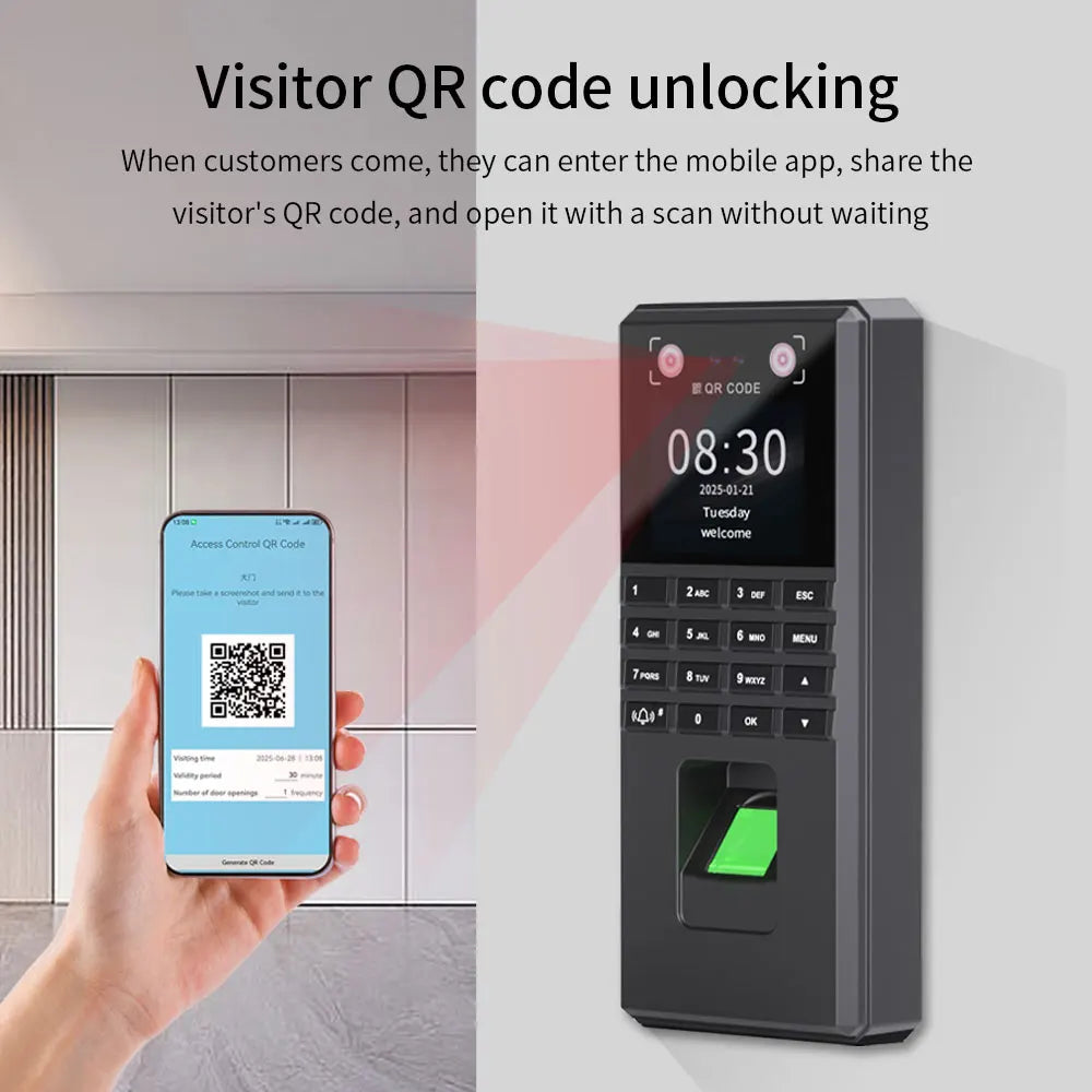 Face Door Access Control Attendance and Mobile APP QR Code Password ...