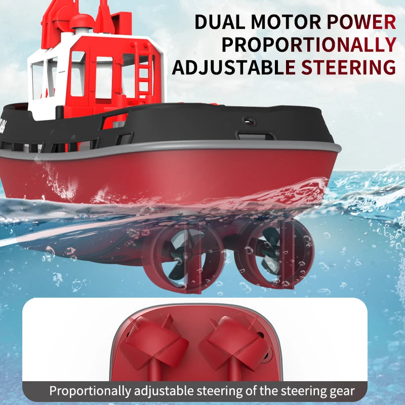 JIKEFUN 686 RC Tugboat 2.4G Dual Motor Remote Control Boat Model