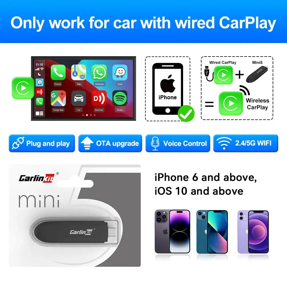 2024 CarlinKit Mini SE CarPlay Wireless Adapter Plug N Play MINI SE