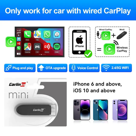 2024 CarlinKit Mini SE CarPlay Wireless Adapter Plug N Play MINI SE