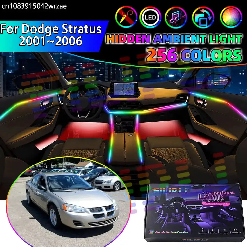 For Dodge Stratus 2001~2006 MK2 RGB Car Interior Ambient Lights Strips Breathing Lighting Kit App Control LED strips Accessories by InterCyprus Trading Ltd