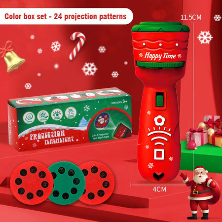 Kids Projector Flashlight Toy &ndash; Fun Christmas Pattern for Early Education Red