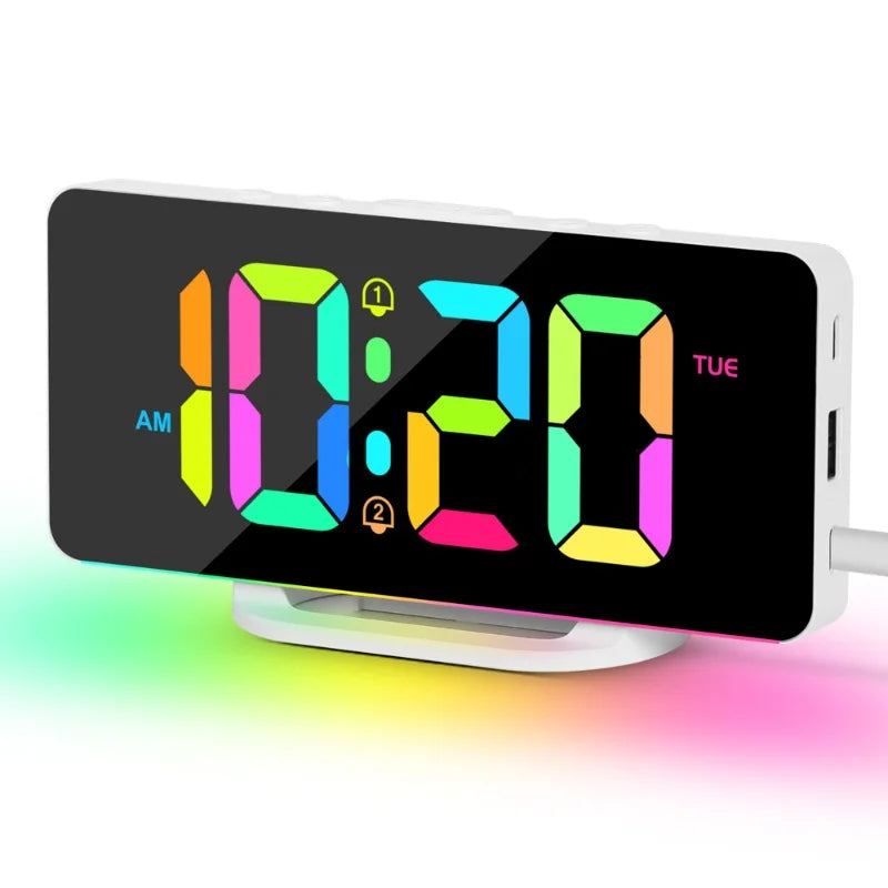 NieNie RGB Digital Alarm Clock &ndash; Dynamic Mood Lighting Feature WHITE