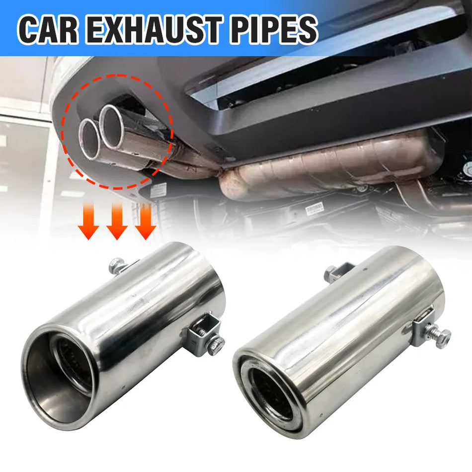 Hulit Universal Stainless Steel Exhaust Tip for Cars, Slant/Flat Mouth Tailpipe