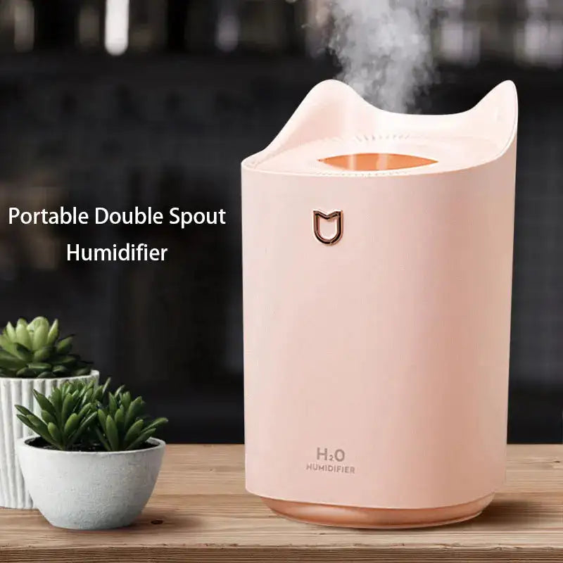 USB 3L Ultrasonic Humidifier Diffuser With LED Dual Nozzle
