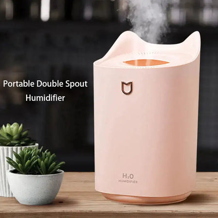 USB 3L Ultrasonic Humidifier Diffuser With LED Dual Nozzle