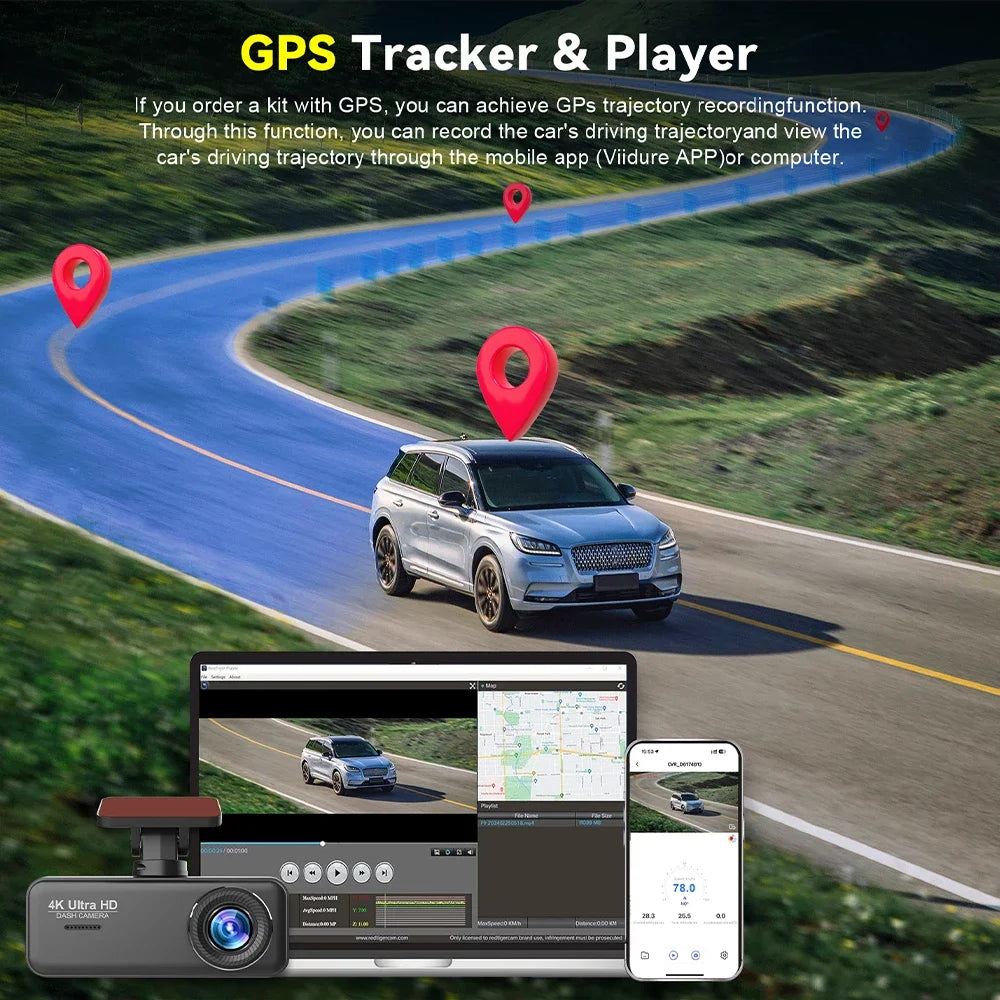 Kocam 4K Dash Cam Front and Rear &ndash; Dual Channel Night Vision Recording