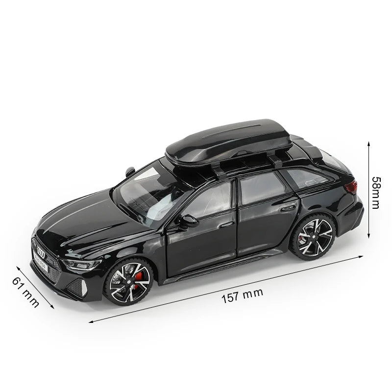 1:32 Audi RS6 Diecast Model Car with Sound, Light &amp; Opening Doors black no box